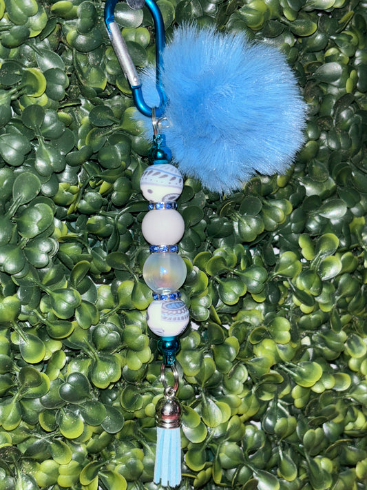 Blue Pom Pom keychain